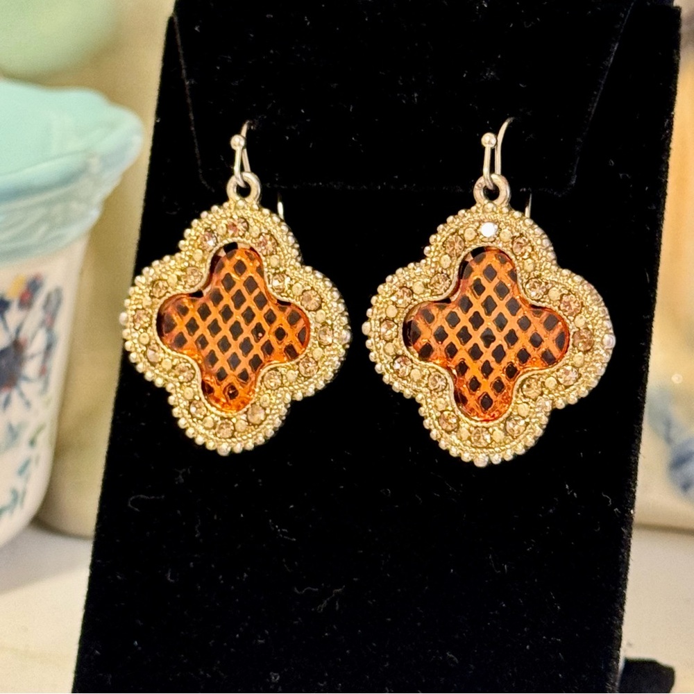 Topaz and Amber Bohemian Moroccan Dangle Earrings